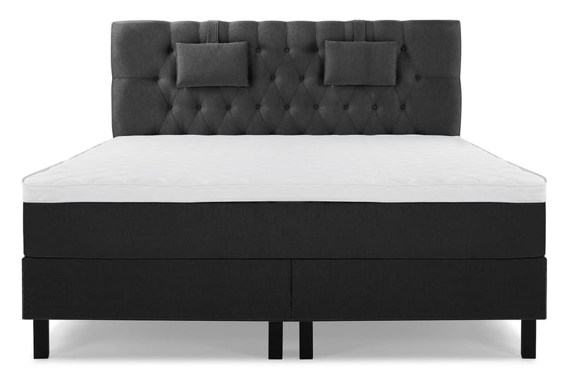 Lucky Komplet Sengepakke 160x200 Skum Diamant Sengegavl - Nakkepude Lille Sort/Grå - Møbler - Senge - Kontinentalsenge