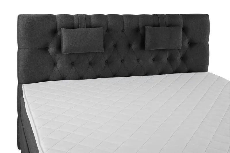 Lucky Komplet Sengepakke 160x200 Skum Diamant Sengegavl - Nakkepude Lille Sort/Grå - Møbler - Senge - Kontinentalsenge