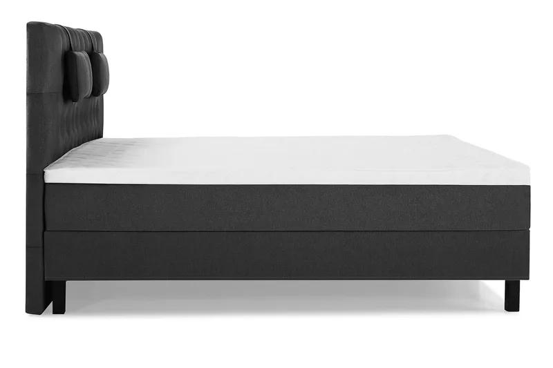Lucky Komplet Sengepakke 160x200 Skum Diamant Sengegavl - Nakkepude Lille Sort/Grå - Møbler - Senge - Kontinentalsenge