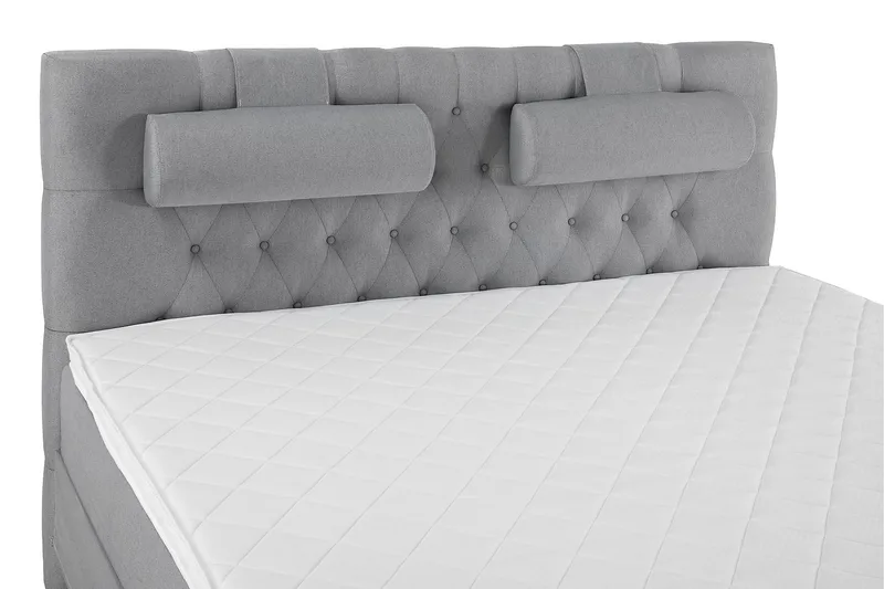 Lucky Komplet Sengepakke 160x200 Skum Diamant Sengegavl - Nakkepude Stor Mellangrå - Møbler - Senge - Kontinentalsenge