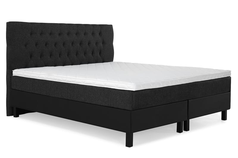 Lucky Komplet Sengepakke 160x200 Skum Diamant Sengegavl - Sort/Grå/PU - Møbler - Senge - Komplet sengepakke