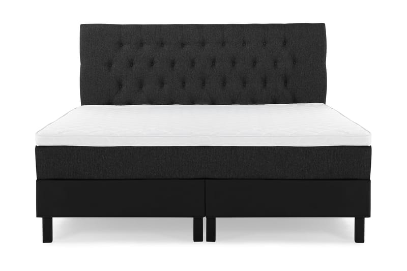 Lucky Komplet Sengepakke 160x200 Skum Diamant Sengegavl - Sort/Grå/PU - Møbler - Senge - Komplet sengepakke