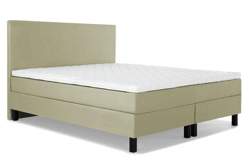 Lucky Komplet Sengepakke 160x200 Skum Glat Sengegavl - Grøn - Møbler - Senge - Kontinentalsenge