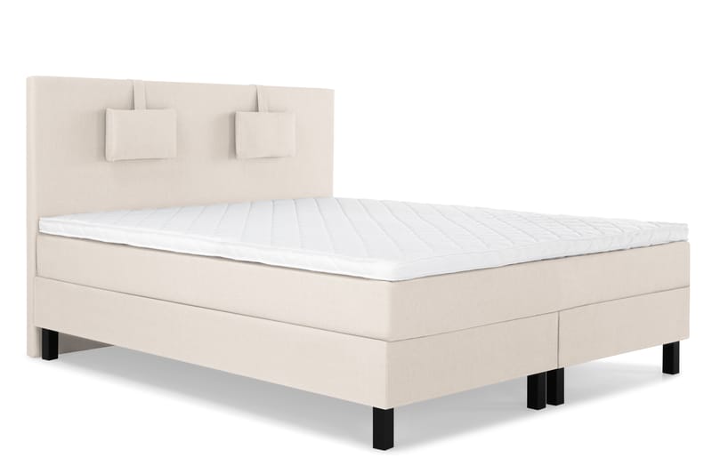 Lucky Komplet Sengepakke 160x200 Skum Glat Sengegavl - Nakkepude Lille Beige - Møbler - Senge - Komplet sengepakke