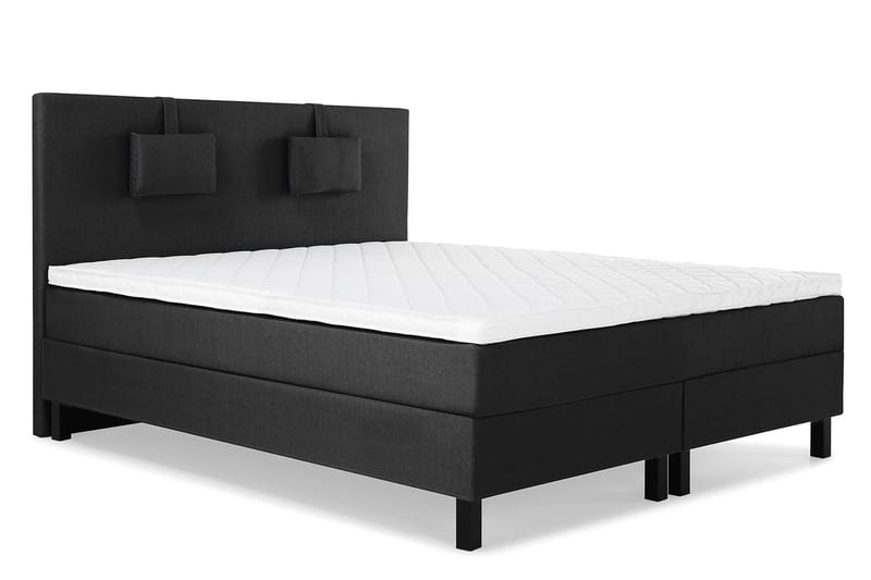 Lucky Komplet Sengepakke 160x200 Skum Glat Sengegavl - Nakkepude Lille Sort/Grå - Møbler - Senge - Komplet sengepakke