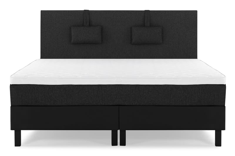 Lucky Komplet Sengepakke 160x200 Skum Glat Sengegavl - Nakkepude Lille Sort/Grå/PU - Møbler - Senge - Komplet sengepakke