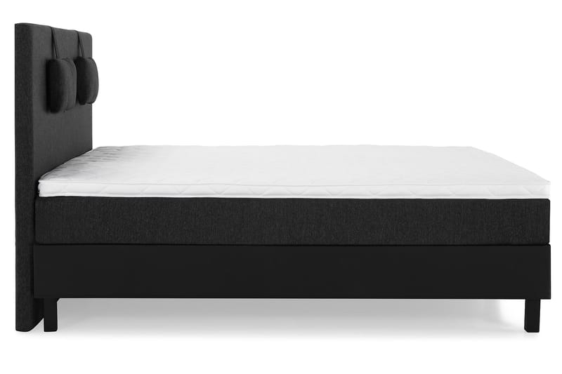 Lucky Komplet Sengepakke 160x200 Skum Glat Sengegavl - Nakkepude Lille Sort/Grå/PU - Møbler - Senge - Komplet sengepakke