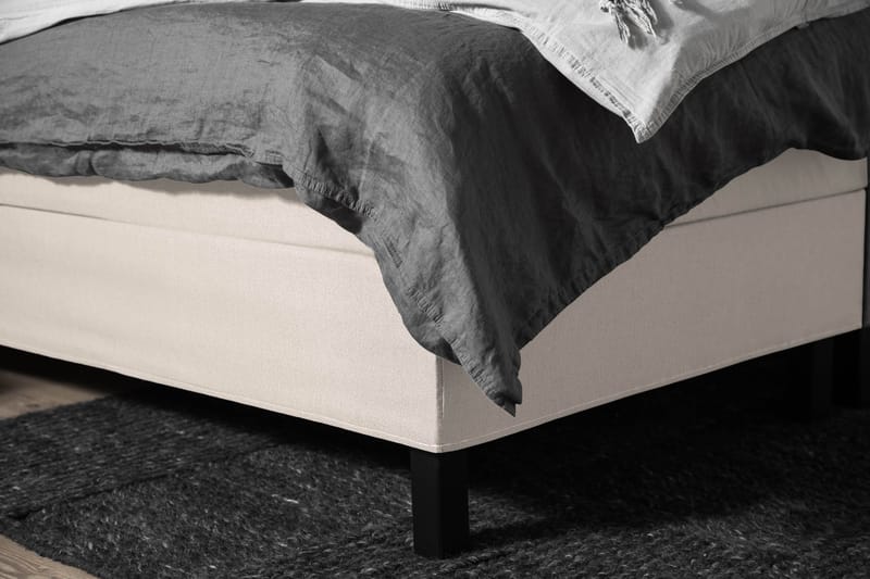 Lucky Komplet Sengepakke 160x200 Skum Glat Sengegavl - Nakkepude Stor Beige - Møbler - Senge - Komplet sengepakke