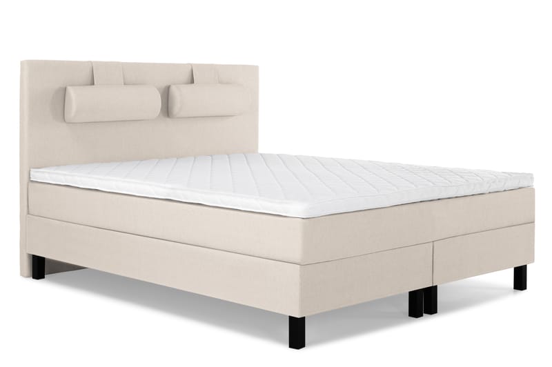 Lucky Komplet Sengepakke 160x200 Skum Glat Sengegavl - Nakkepude Stor Beige - Møbler - Senge - Komplet sengepakke
