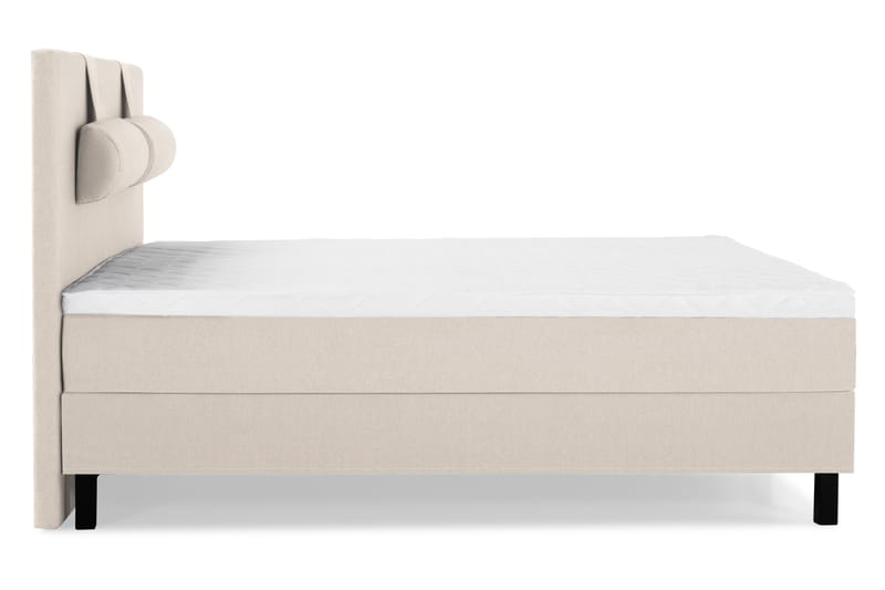 Lucky Komplet Sengepakke 160x200 Skum Glat Sengegavl - Nakkepude Stor Beige - Møbler - Senge - Komplet sengepakke