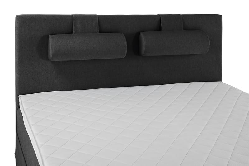 Lucky Komplet Sengepakke 160x200 Skum Glat Sengegavl - Nakkepude Stor Sort/Grå - Møbler - Senge - Komplet sengepakke