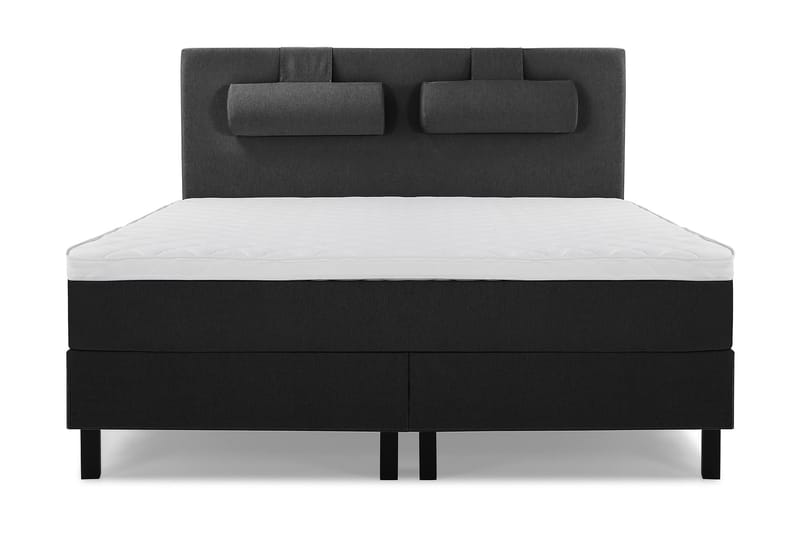 Lucky Komplet Sengepakke 160x200 Skum Glat Sengegavl - Nakkepude Stor Sort/Grå - Møbler - Senge - Komplet sengepakke