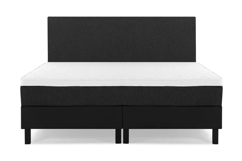 Lucky Komplet Sengepakke 160x200 Skum Glat Sengegavl - Sort/Grå/PU - Møbler - Senge - Kontinentalsenge