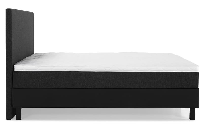 Lucky Komplet Sengepakke 160x200 Skum Glat Sengegavl - Sort/Grå/PU - Møbler - Senge - Kontinentalsenge