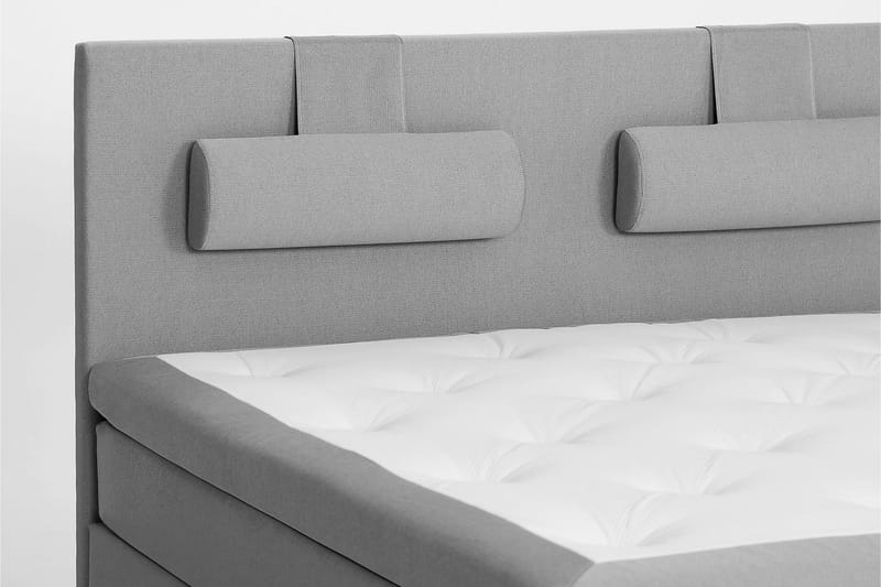 Lucky Komplet Sengepakke 160x200 Polyeter Glat Sengegavl - Nakkepude Stor Mellangrå - Møbler - Senge - Kontinentalsenge