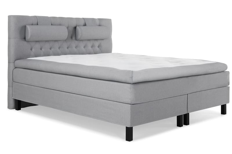 Lucky Komplet Sengepakke 160x200 Polyeter Diamant Sengegavl - Nakkepude Stor Mellangrå - Møbler - Senge - Komplet sengepakke