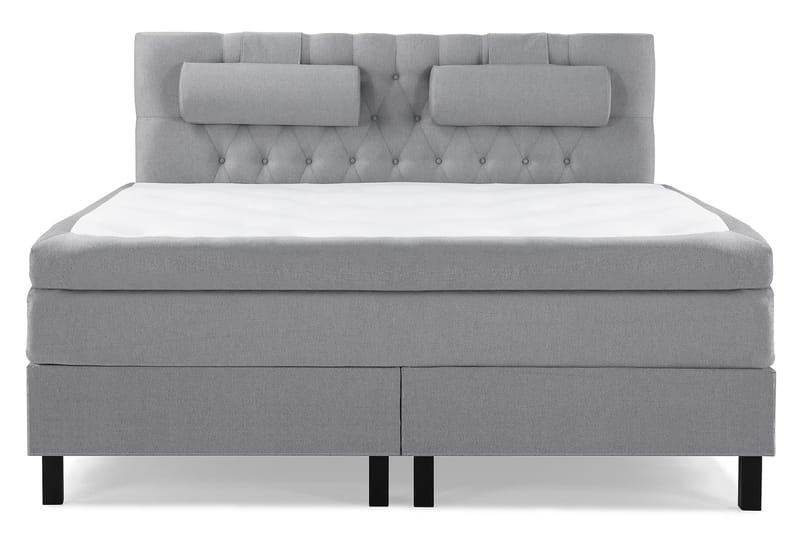 Lucky Komplet Sengepakke 160x200 Polyeter Diamant Sengegavl - Nakkepude Stor Mellangrå - Møbler - Senge - Komplet sengepakke