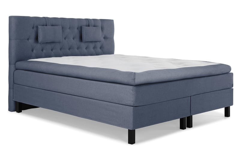 Lucky Komplet Sengepakke 160x200 Polyeter Diamant Sengegavl - Nakkepude Lille Mørkeblå - Møbler - Senge - Komplet sengepakke
