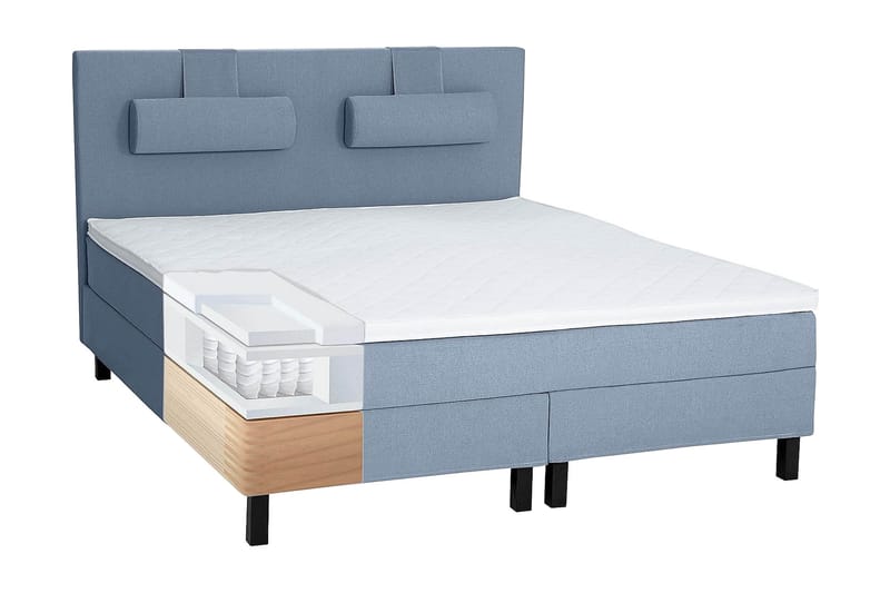 Lucky Komplet Sengepakke 160x200 Polyeter Diamant Sengegavl - Mørkeblå - Møbler - Senge - Komplet sengepakke