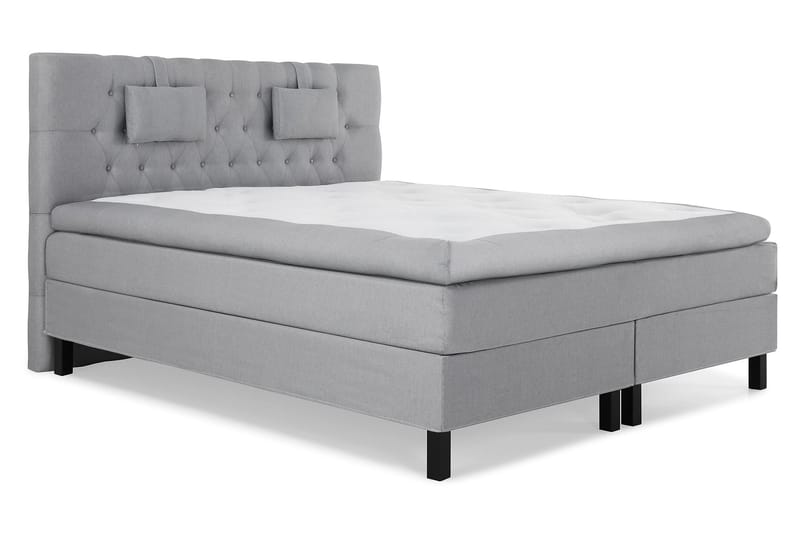 Lucky Komplet Sengepakke 160x200 Polyeter Diamant Sengegavl - Nakkepude Lille Mellemgrå - Møbler - Senge - Komplet sengepakke