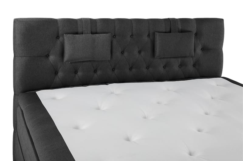 Lucky Komplet Sengepakke 160x200 Polyeter Diamant Sengegavl - Nakkepude Lille Sort/Grå - Møbler - Senge - Komplet sengepakke