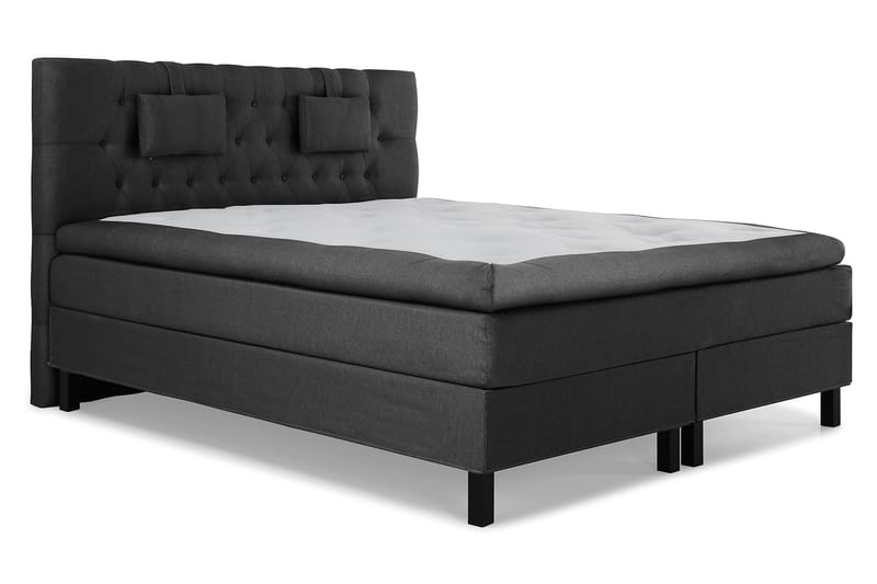 Lucky Komplet Sengepakke 160x200 Polyeter Diamant Sengegavl - Nakkepude Lille Sort/Grå - Møbler - Senge - Komplet sengepakke