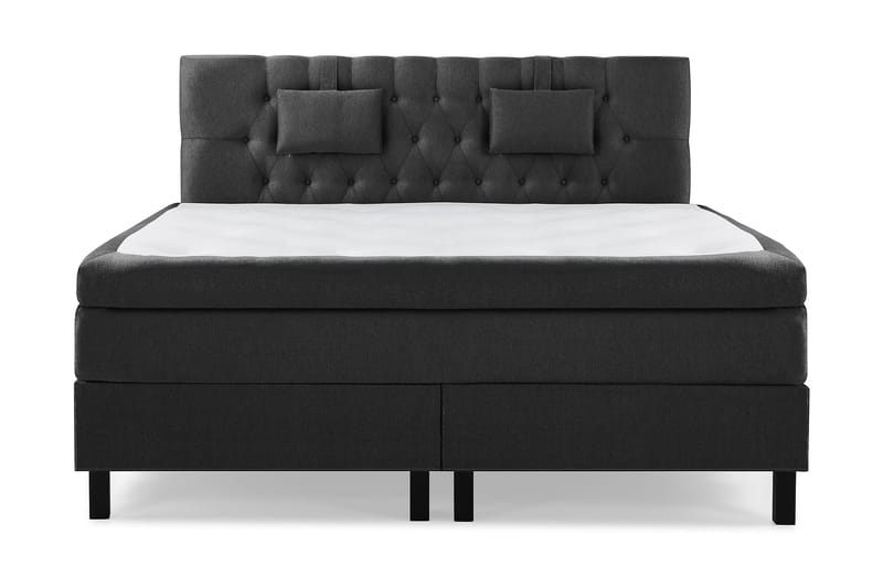 Lucky Komplet Sengepakke 160x200 Polyeter Diamant Sengegavl - Nakkepude Lille Sort/Grå - Møbler - Senge - Komplet sengepakke