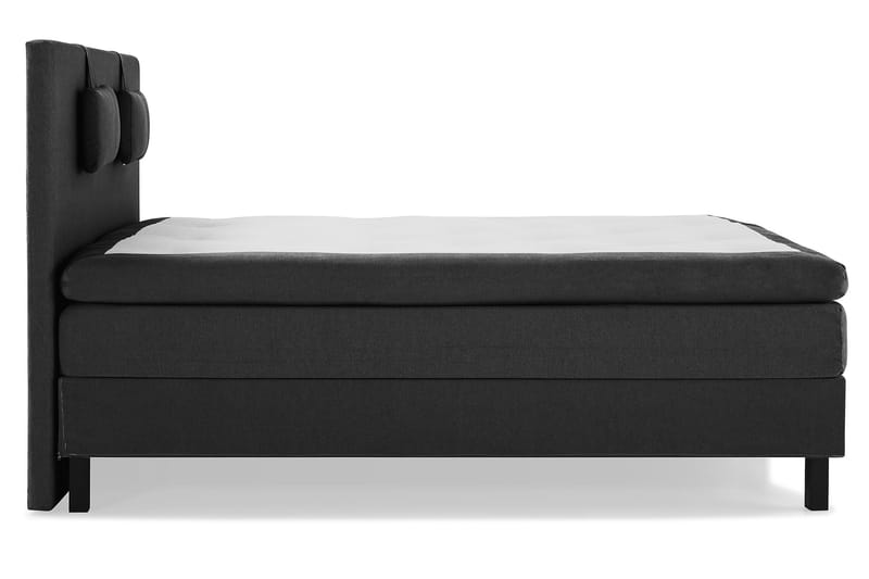 Lucky Komplet Sengepakke 160x200 Polyeter Glat Sengegavl - Nakkepude Lille Sort/Grå - Møbler - Senge - Komplet sengepakke