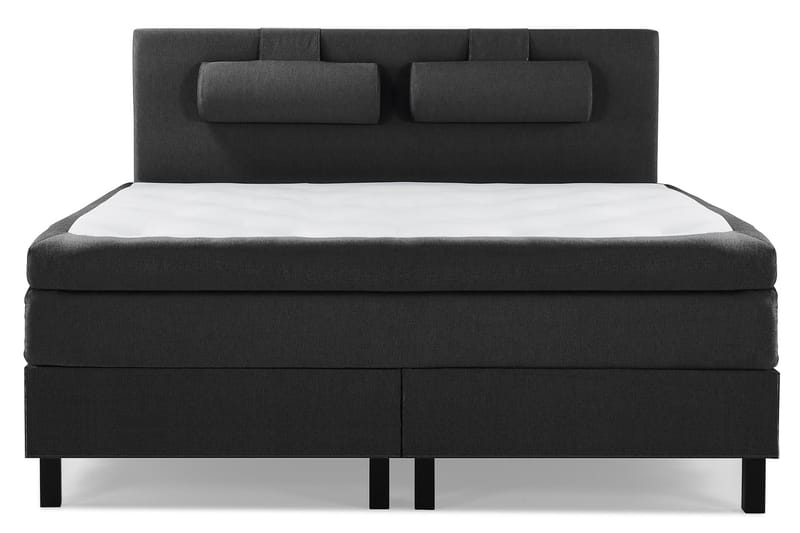 Lucky Komplet Sengepakke 160x200 Polyeter Glat Sengegavl - Nakkepude Stor Sort/Grå - Møbler - Senge - Komplet sengepakke