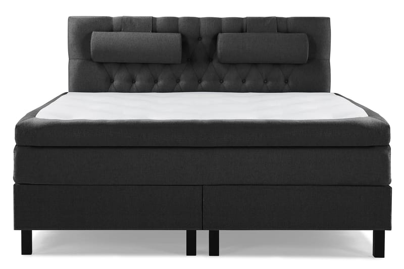 Lucky Komplet Sengepakke 160x200 Polyeter Diamant Sengegavl - Nakkepude Stor Sort/Grå - Møbler - Senge - Komplet sengepakke