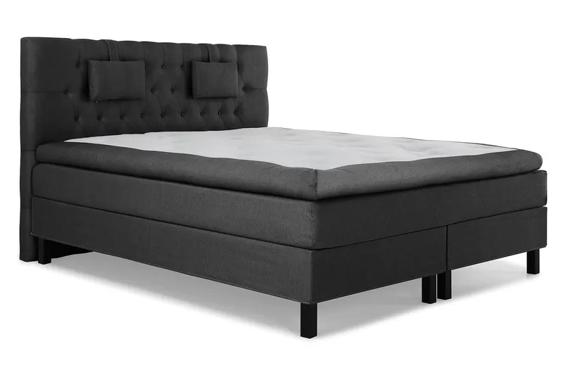 Lucky Komplet Sengepakke 160x200 Polyeter Diamant Sengegavl - Nakkepude Lille Sort/Grå - Møbler - Senge - Kontinentalsenge