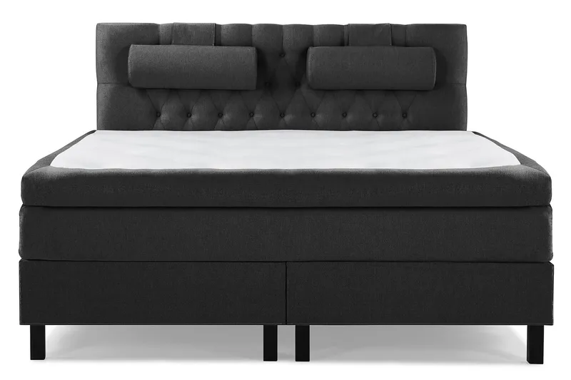 Lucky Komplet Sengepakke 160x200 Polyeter Diamant Sengegavl - Nakkepude Stor Sort/Grå - Møbler - Senge - Kontinentalsenge