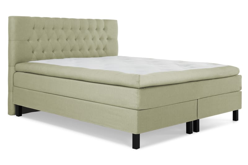 Lucky Komplet Sengepakke 160x200 Polyeter Diamant Sengegavl - Grøn - Møbler - Senge - Komplet sengepakke