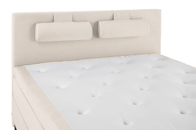 Lucky Komplet Sengepakke 160x200 Polyeter Glat Sengegavl - Nakkepude Stor Beige - Møbler - Senge - Kontinentalsenge