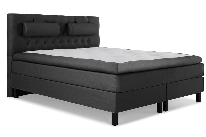 Lucky Komplet Sengepakke 160x200 Polyeter Diamant Sengegavl - Nakkepude Stor Sort/Grå - Møbler - Senge - Kontinentalsenge