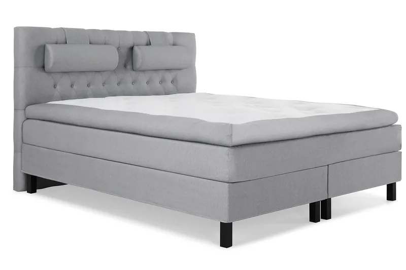 Lucky Komplet Sengepakke 180x200 cm Kontinentalseng med Sengegavl - Grå - Møbler - Senge - Kontinentalsenge