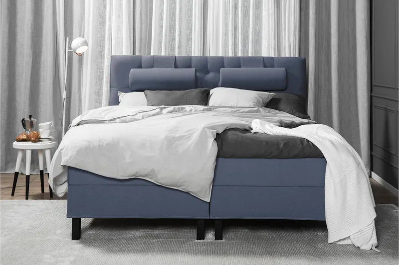 Lucky Komplet Sengepakke 180x200 Latex Diamant Sengegavl - Mørkeblå - Møbler - Senge - Kontinentalsenge