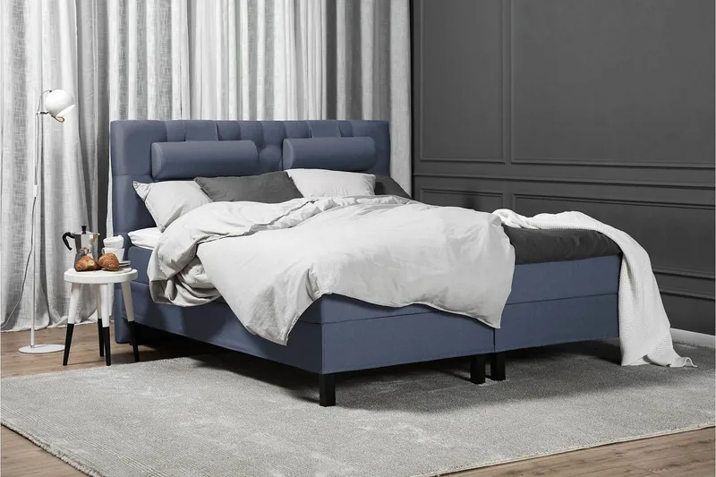 Lucky Komplet Sengepakke 180x200 Latex Diamant Sengegavl - Mørkeblå - Møbler - Senge - Kontinentalsenge