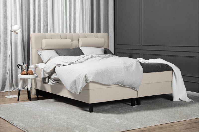 Lucky Komplet Sengepakke 180x200 Latex Diamant Sengegavl - Nakkepude Lille Beige - Møbler - Senge - Komplet sengepakke