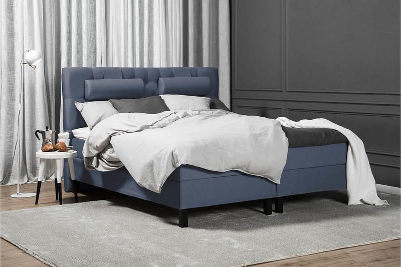 Lucky Komplet Sengepakke 180x200 Latex Diamant Sengegavl - Nakkepude Lille Mørkeblå - Møbler - Senge - Kontinentalsenge