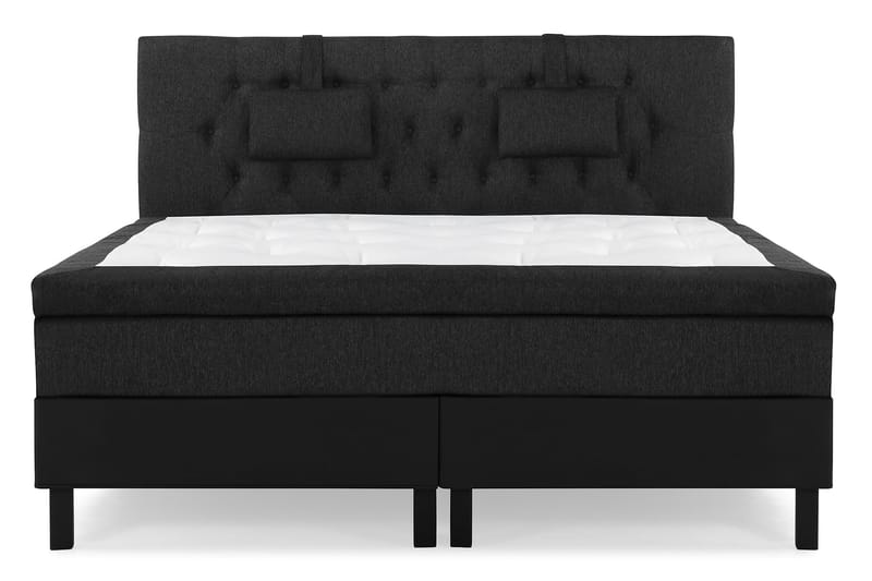 Lucky Komplet Sengepakke 180x200 Latex Diamant Sengegavl - Nakkepude Lille Sort/Grå/PU - Møbler - Senge - Komplet sengepakke