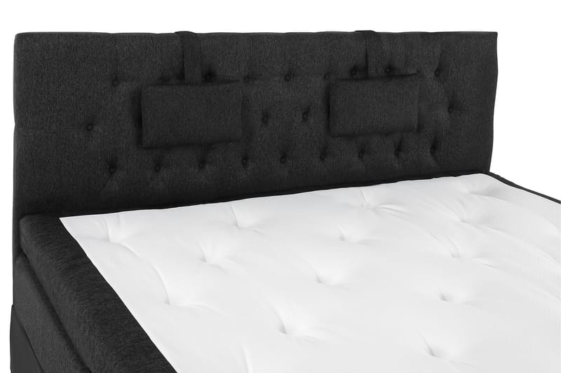 Lucky Komplet Sengepakke 180x200 Latex Diamant Sengegavl - Nakkepude Lille Sort/Grå/PU - Møbler - Senge - Komplet sengepakke
