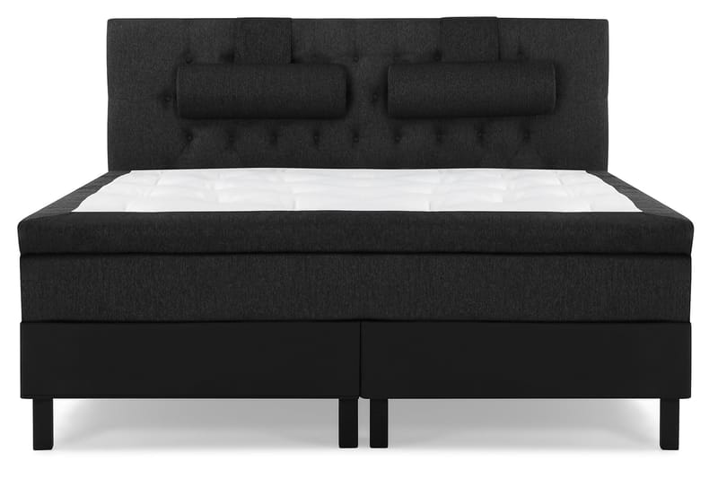 Lucky Komplet Sengepakke 180x200 Latex Diamant Sengegavl - Nakkepude Stor Sort/Grå/PU - Møbler - Senge - Komplet sengepakke