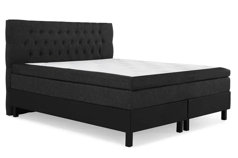 Lucky Komplet Sengepakke 180x200 Latex Diamant Sengegavl - Sort/Grå/PU - Møbler - Senge - Kontinentalsenge