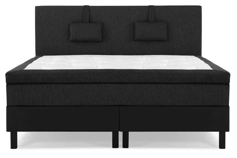 Lucky Komplet Sengepakke 180x200 Latex Glat Sengegavl - Nakkepude Lille Sort/Grå/PU - Møbler - Senge - Kontinentalsenge