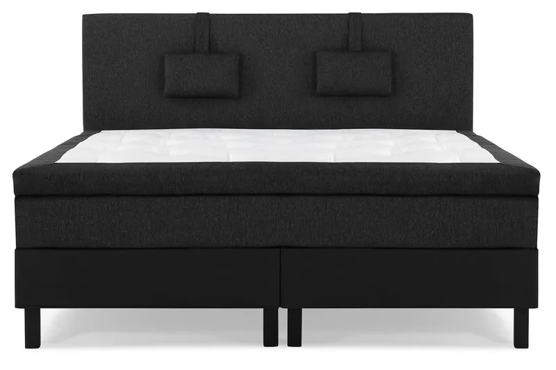 Lucky Komplet Sengepakke 180x200 Latex Glat Sengegavl - Nakkepude Lille Sort/Grå/PU - Møbler - Senge - Kontinentalsenge