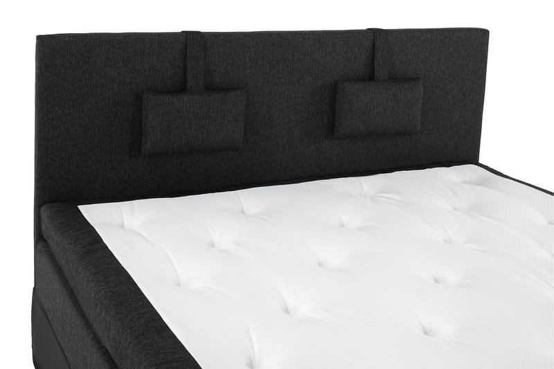 Lucky Komplet Sengepakke 180x200 Latex Glat Sengegavl - Nakkepude Lille Sort/Grå/PU - Møbler - Senge - Kontinentalsenge