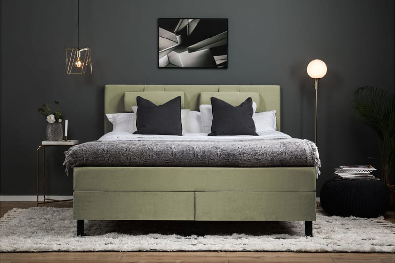 Lucky Komplet Sengepakke 180x200 Latex Glat Sengegavl - Nakkepude Stor Grøn - Møbler - Senge - Kontinentalsenge