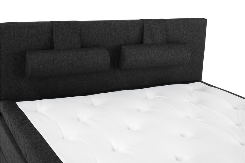 Lucky Komplet Sengepakke 180x200 Latex Glat Sengegavl - Nakkepude Stor Sort/Grå/PU - Møbler - Senge - Kontinentalsenge