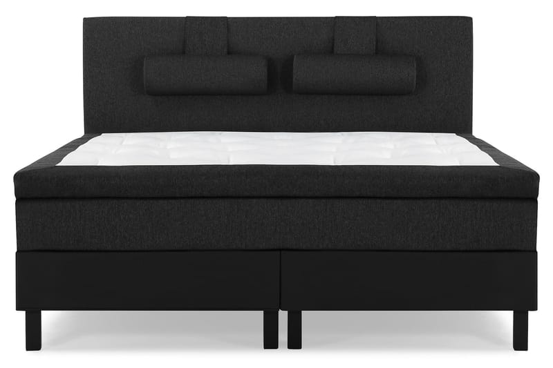 Lucky Komplet Sengepakke 180x200 Latex Glat Sengegavl - Nakkepude Stor Sort/Grå/PU - Møbler - Senge - Kontinentalsenge